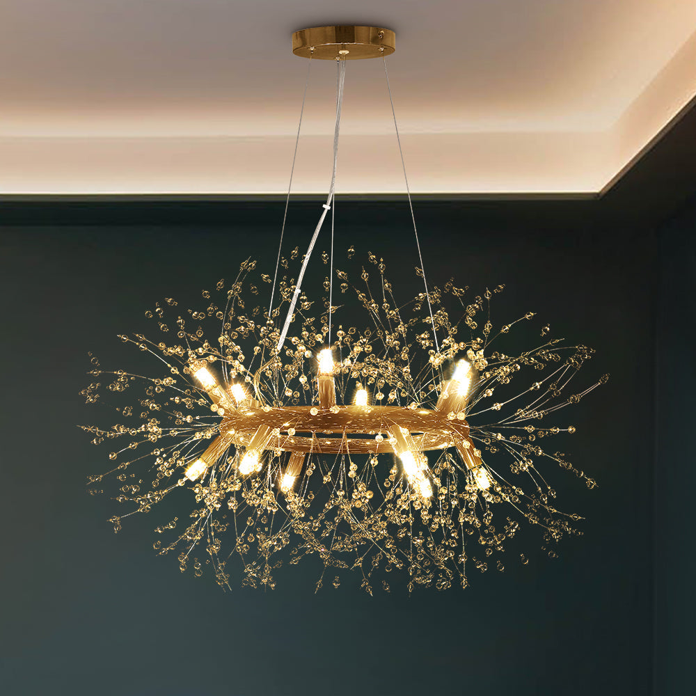 12-Light Chrome Round Firework Chandelier