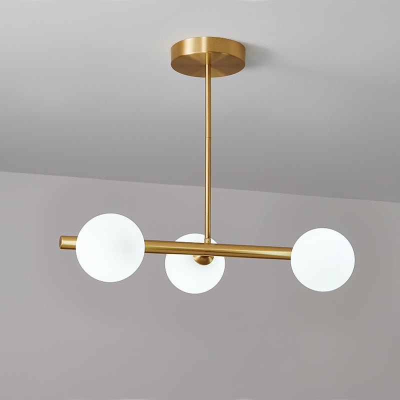 3-Light Sputnik Chandelier with Opal Globes