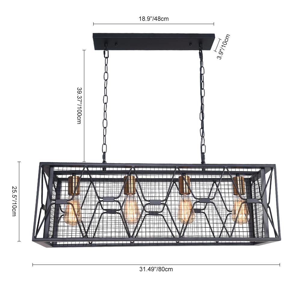 4/6-Light Kitchen Island Linear Chandelier