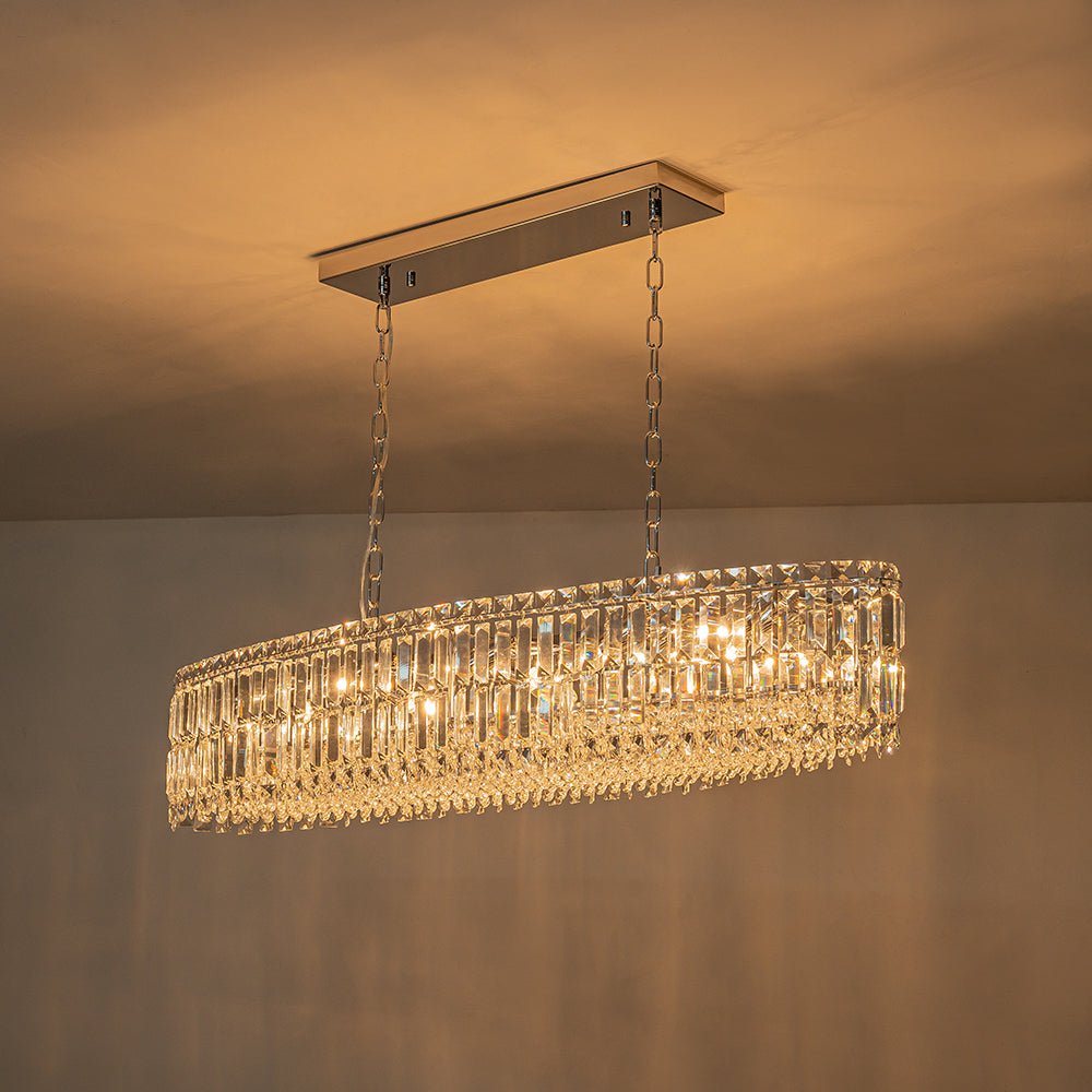 10-Light Crystal Oval Island Chandelier