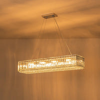 10-Light Crystal Rectangle Island Chandelier