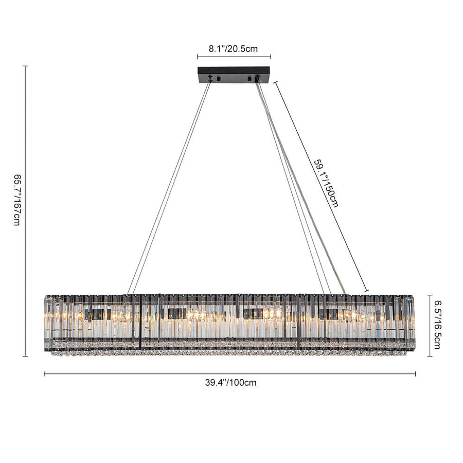 10-Light Crystal Rectangle Island Chandelier