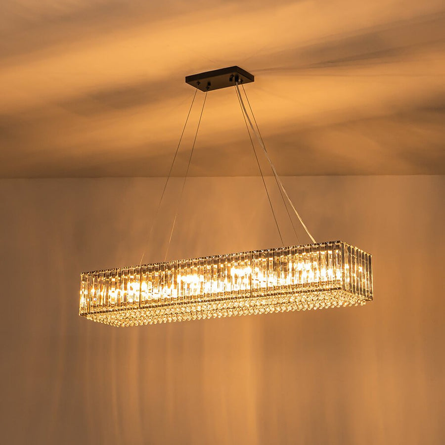 10-Light Crystal Rectangle Island Chandelier