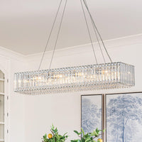 10-Light Crystal Rectangle Island Chandelier