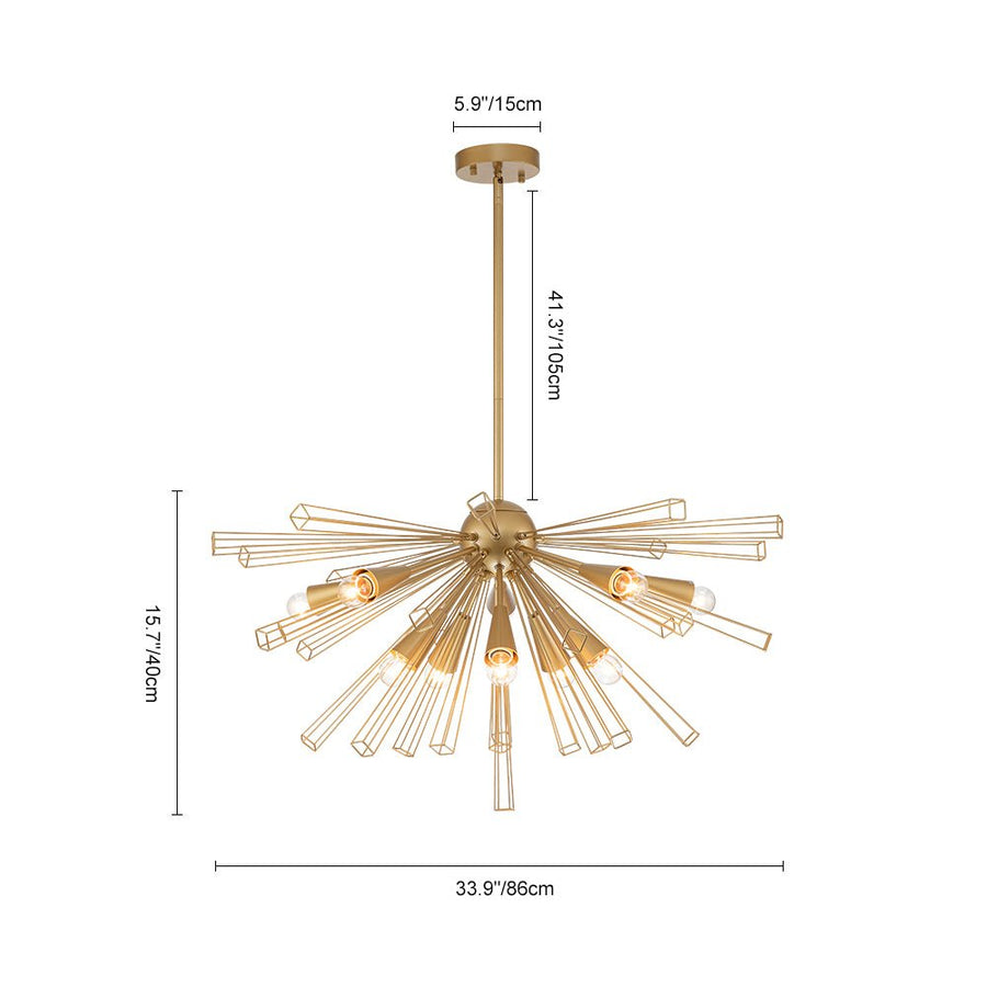 10-Light Modern Sputnik Sunburst Chandelier