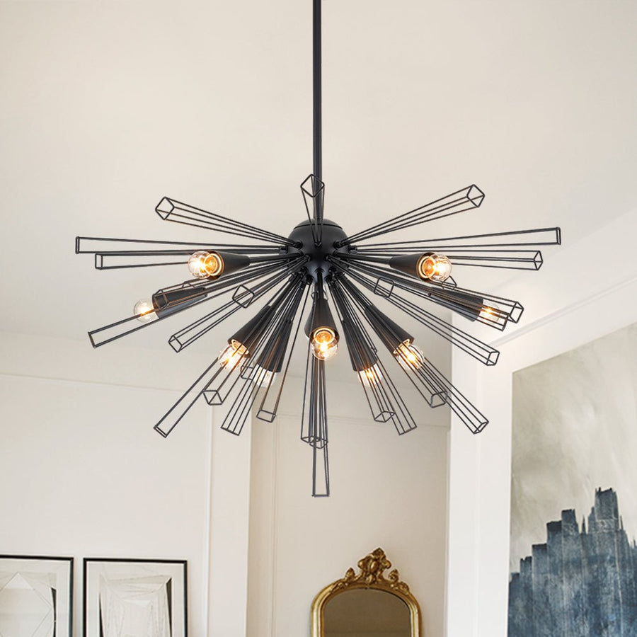 10-Light Modern Sputnik Sunburst Chandelier