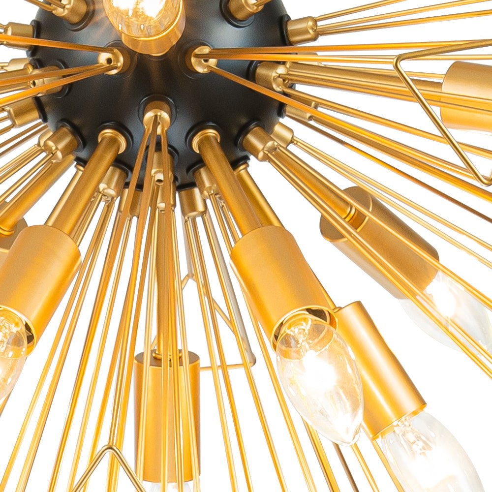 10-Light Modern Sputnik Sunburst Geometric Chandelier