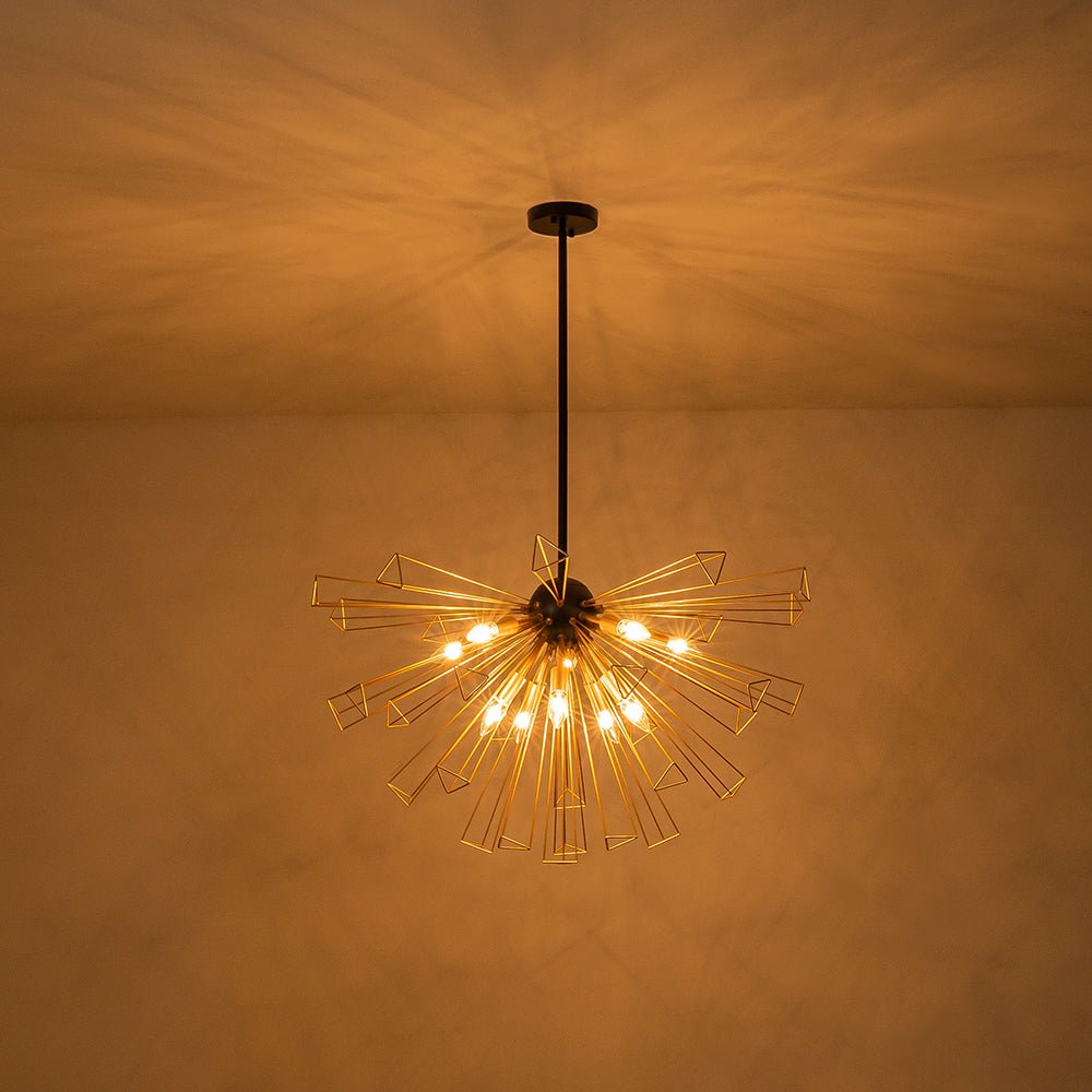 10-Light Modern Sputnik Sunburst Geometric Chandelier