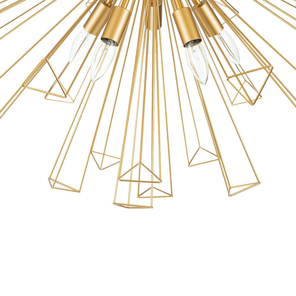 10-Light Modern Sputnik Sunburst Geometric Chandelier