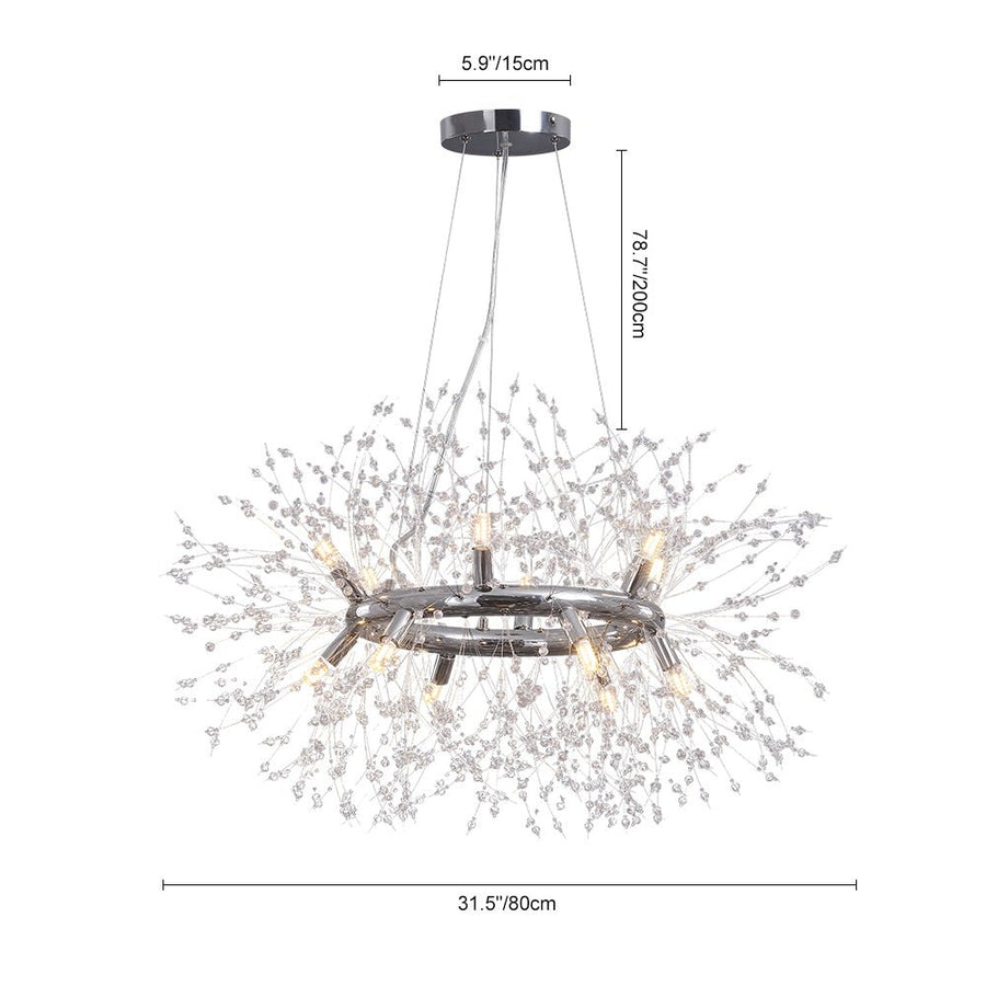 12-Light Chrome Round Firework Chandelier