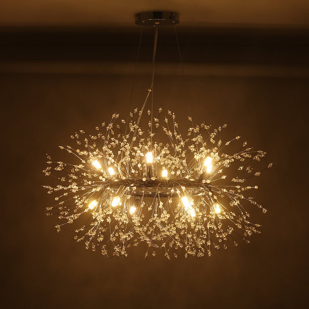 12-Light Chrome Round Firework Chandelier