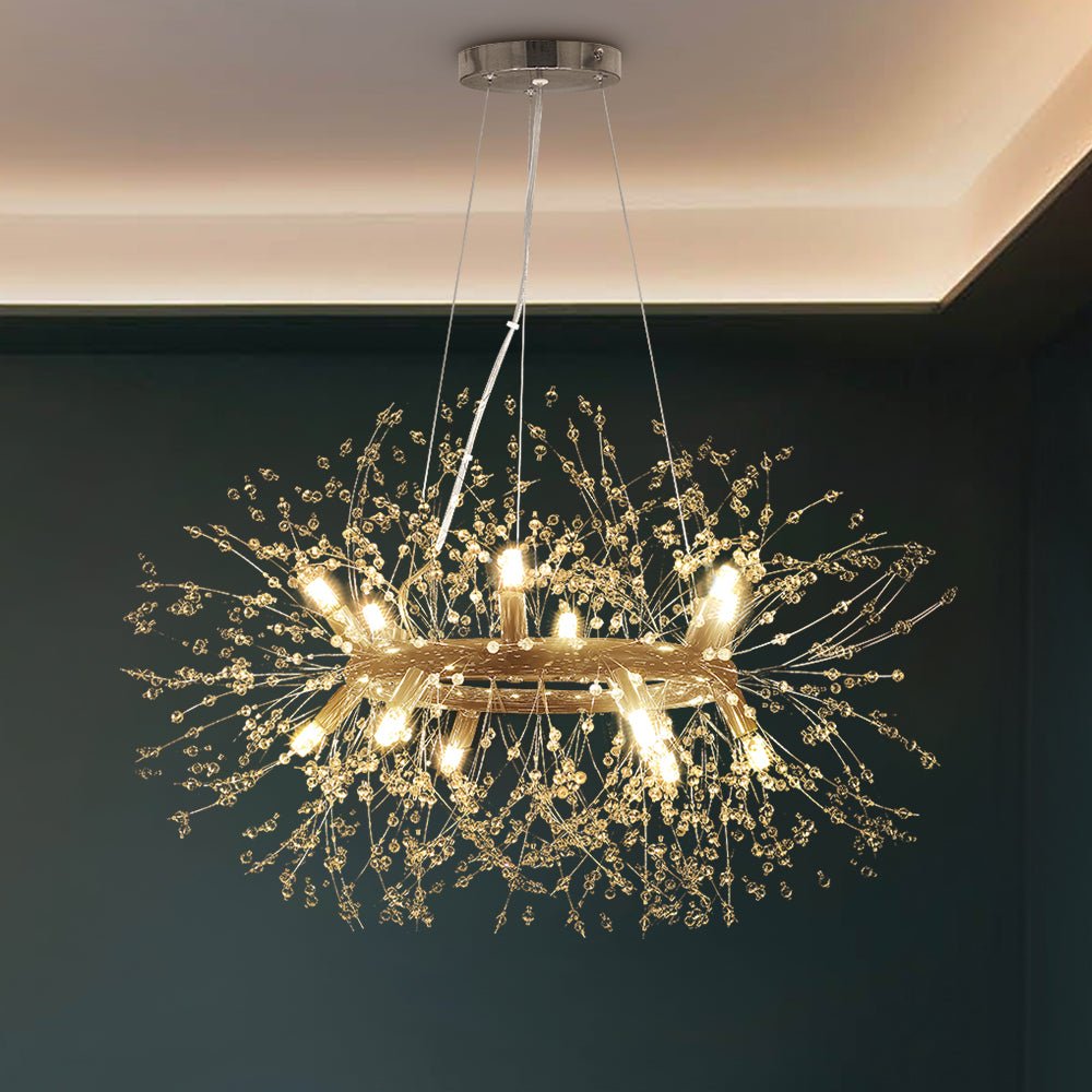 12-Light Chrome Round Firework Chandelier