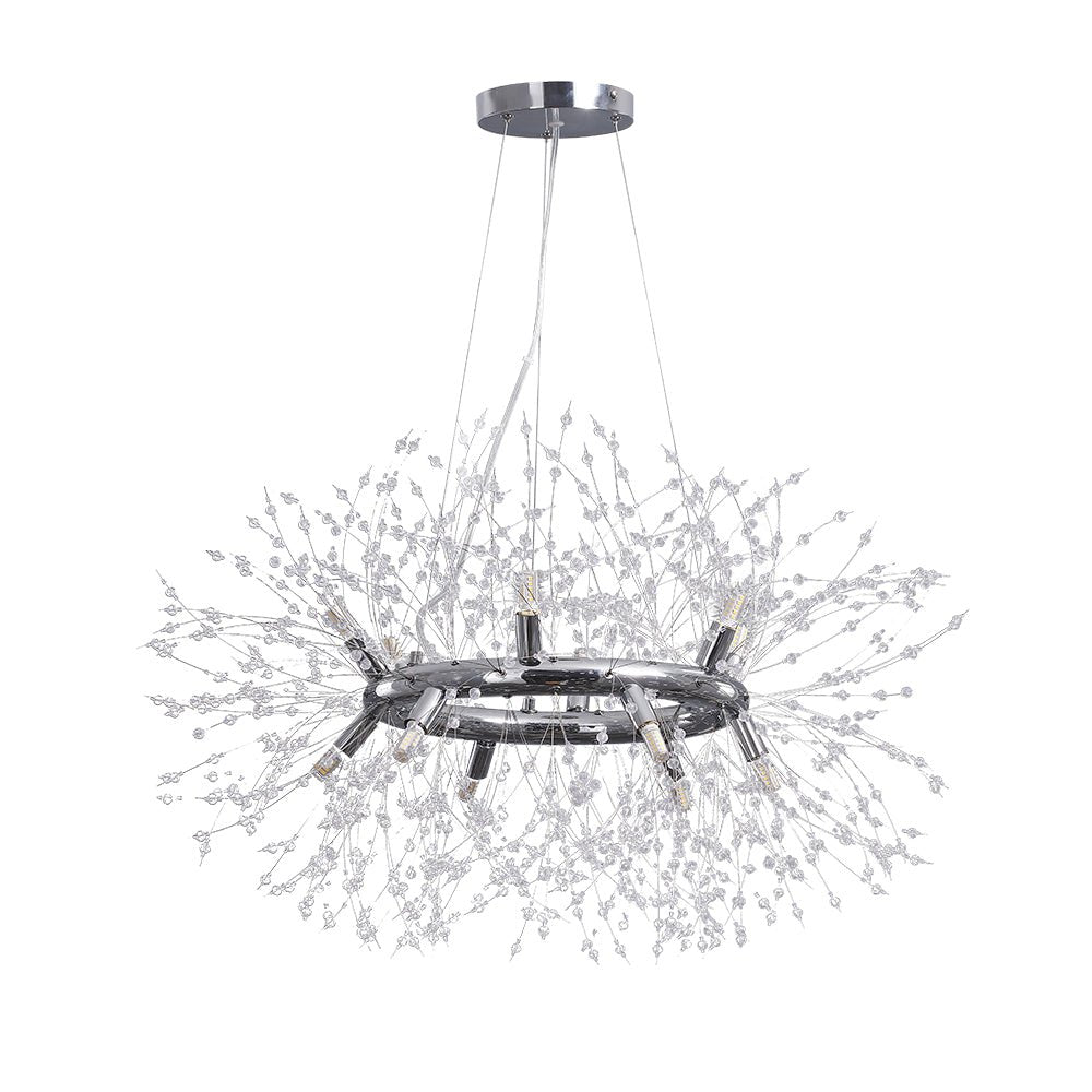 12-Light Chrome Round Firework Chandelier