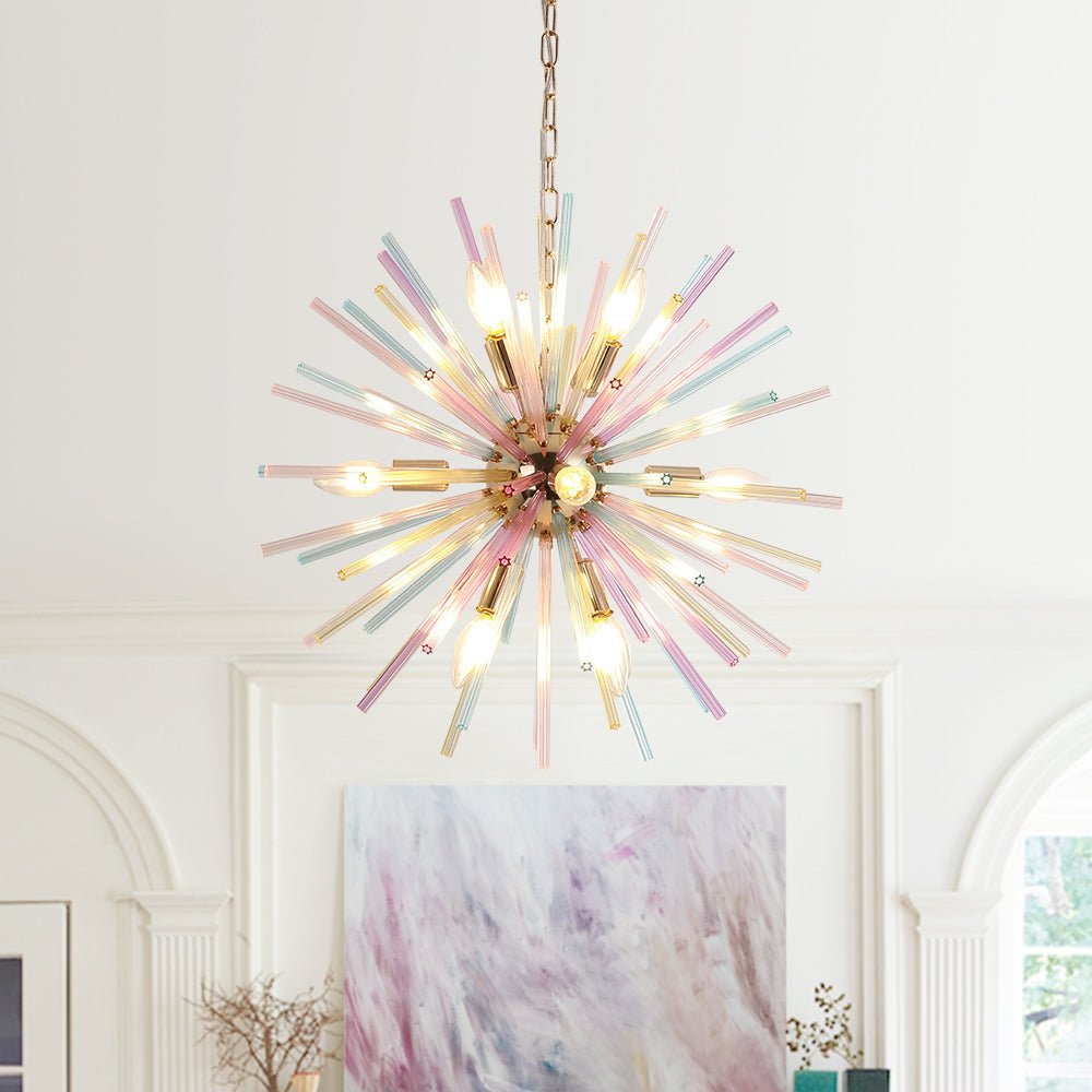 12-Light Dimmable Rainbow Starburst Sputnik Chandelier