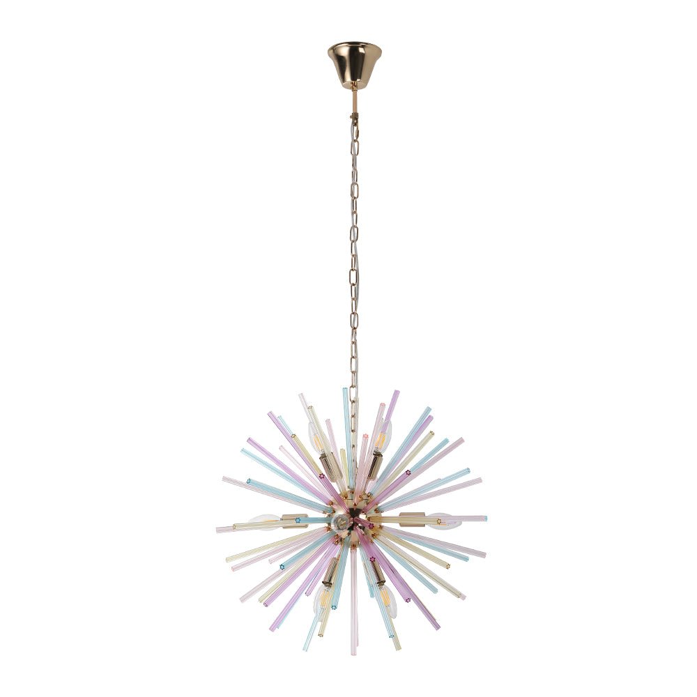 12-Light Dimmable Rainbow Starburst Sputnik Chandelier