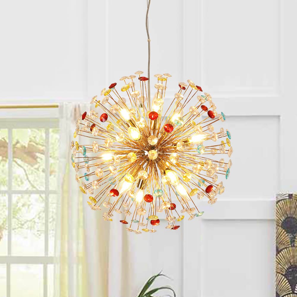 12-Light Joyful Rainbow Starburst Sputnik Chandelier