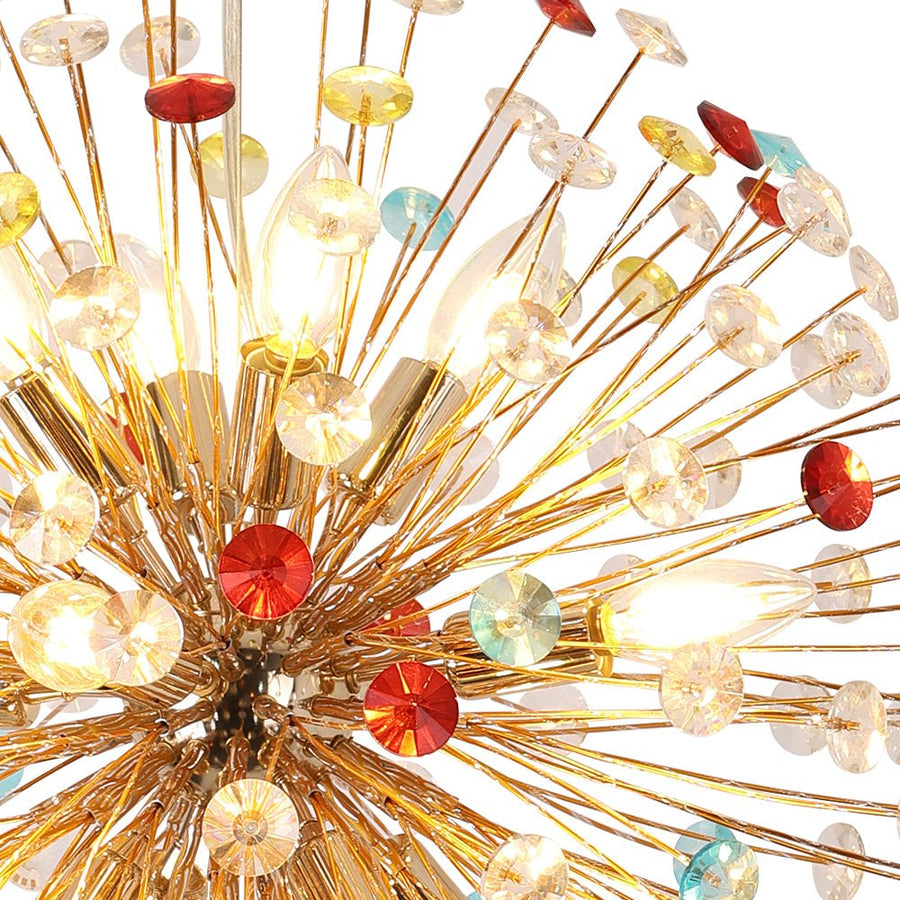 12-Light Joyful Rainbow Starburst Sputnik Chandelier