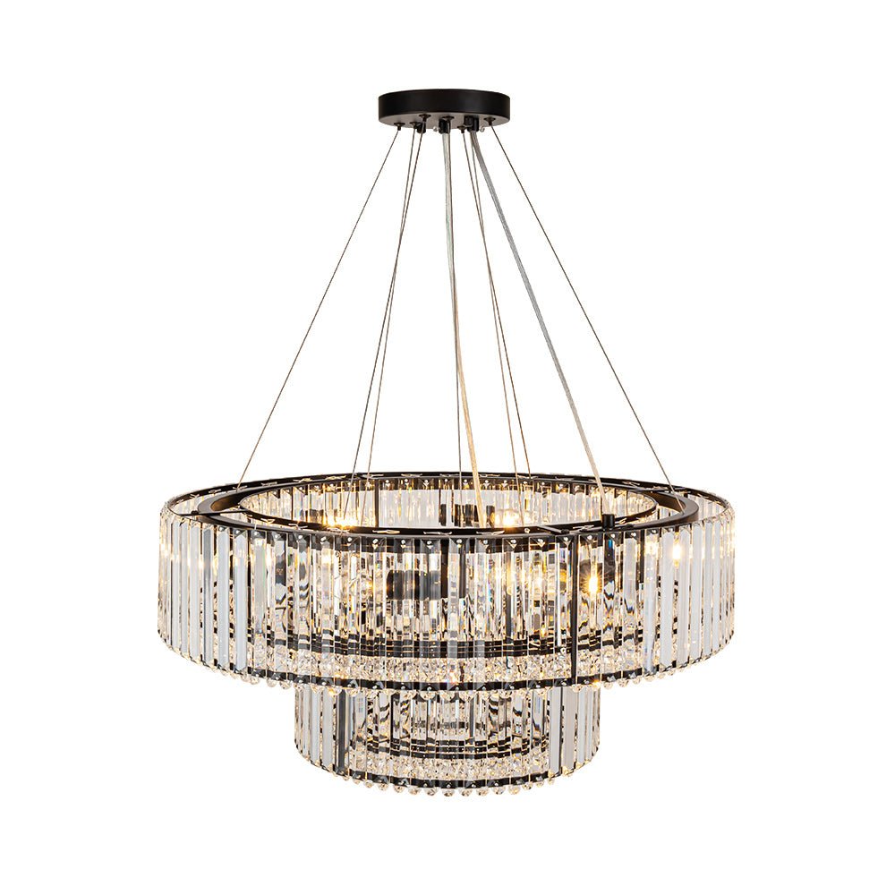 12-Light Modern 2-Tier Crystal Chandelier