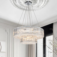 12-Light Modern 2-Tier Crystal Chandelier