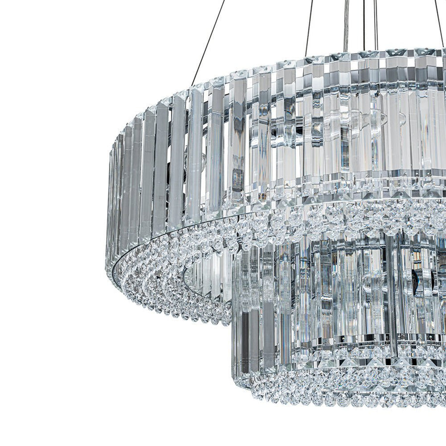 12-Light Modern 2-Tier Crystal Chandelier