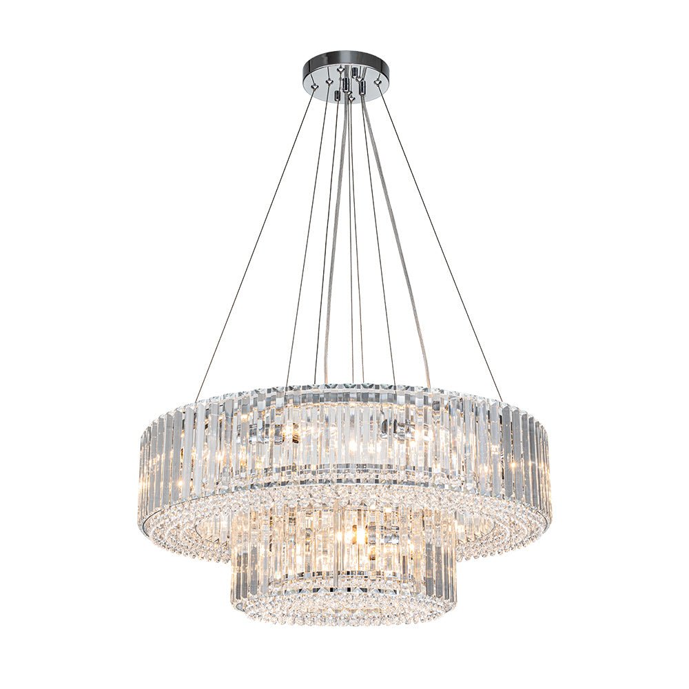 12-Light Modern 2-Tier Crystal Chandelier