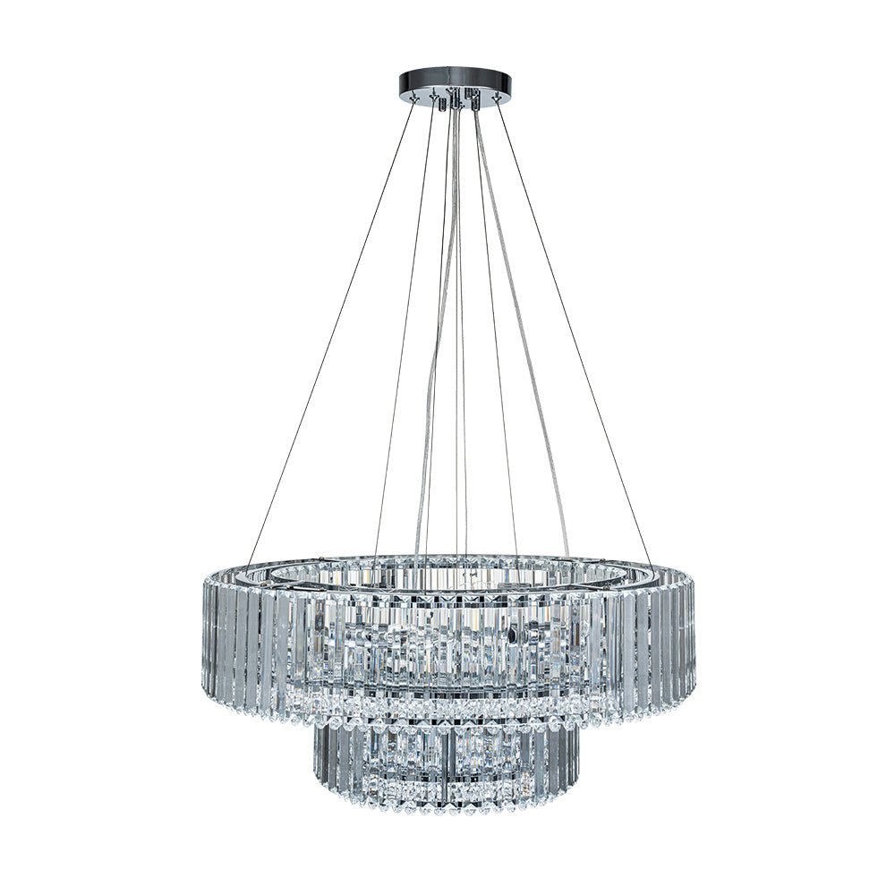 12-Light Modern 2-Tier Crystal Chandelier