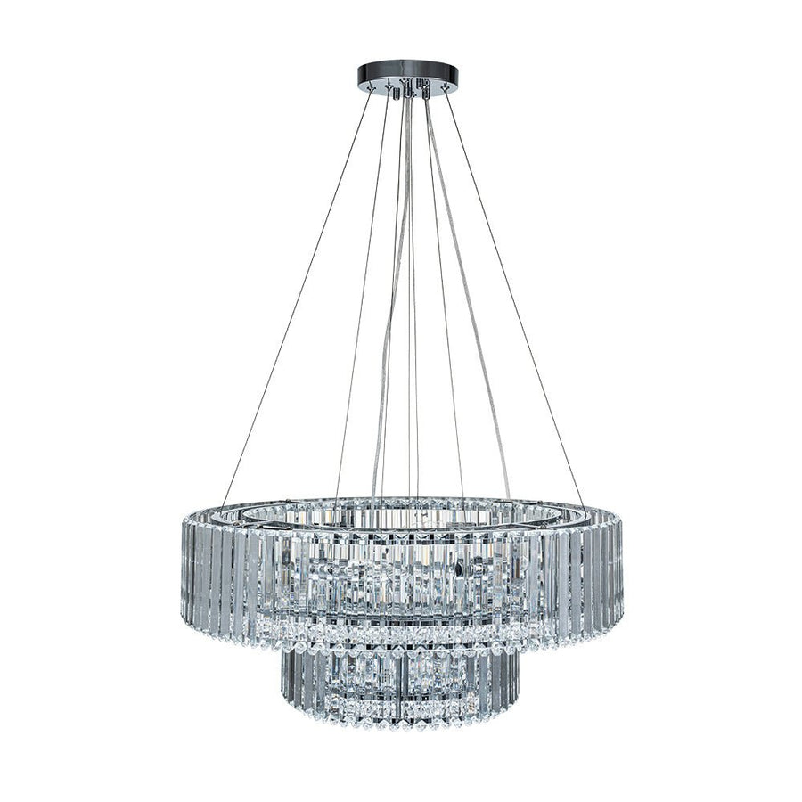 12-Light Modern 2-Tier Crystal Chandelier