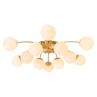 12-Light Opal Glass Sputnik Semi Flush Chandelier