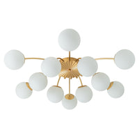 12-Light Opal Glass Sputnik Semi Flush Chandelier