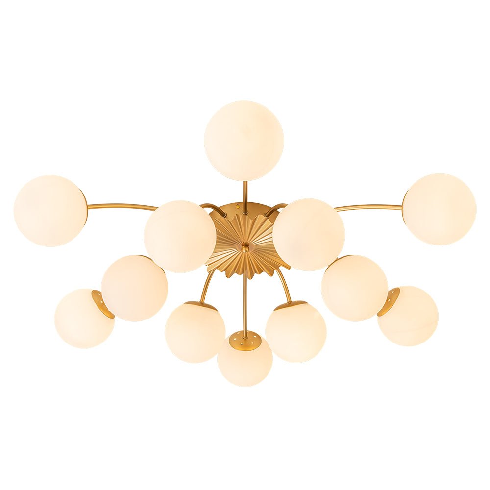 12-Light Opal Glass Sputnik Semi Flush Chandelier