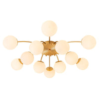 12-Light Opal Glass Sputnik Semi Flush Chandelier