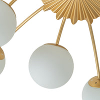 12-Light Opal Glass Sputnik Semi Flush Chandelier