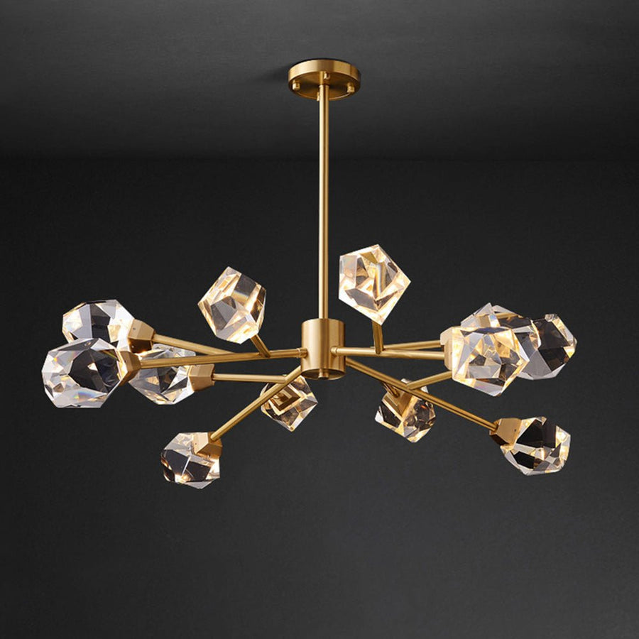 12-Light Sputnik Brass Crystal Glass Chandelier