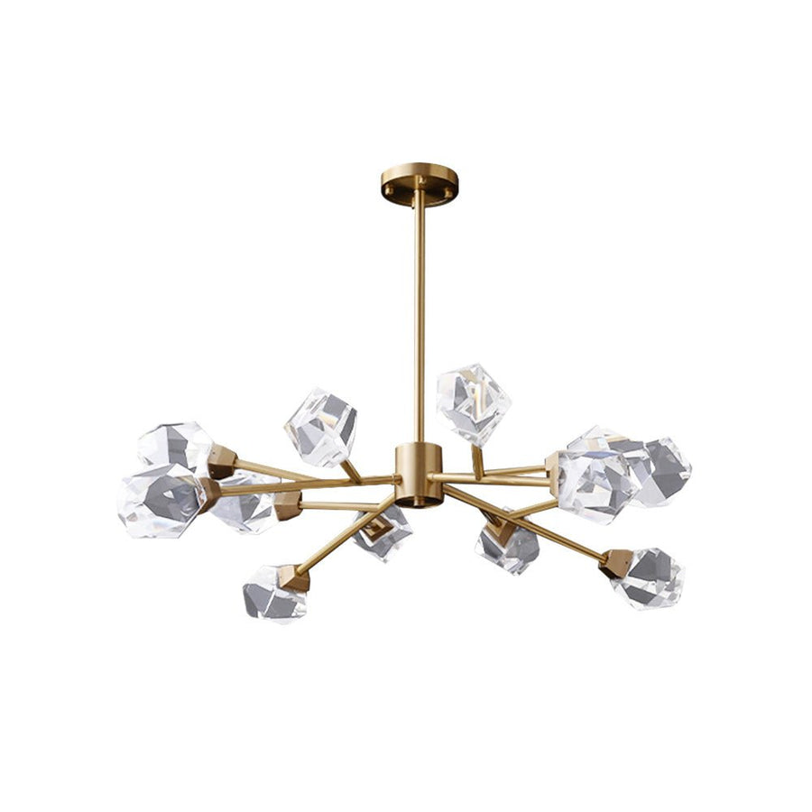 12-Light Sputnik Brass Crystal Glass Chandelier