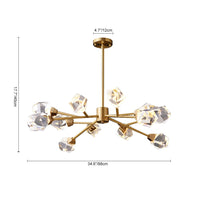 12-Light Sputnik Brass Crystal Glass Chandelier