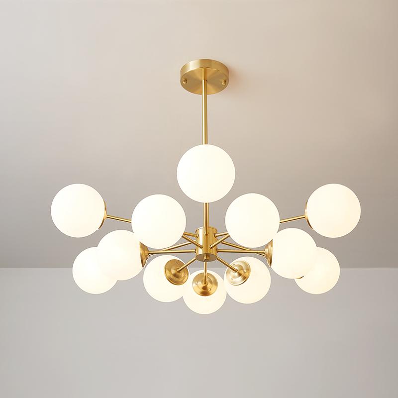 12-Light Two-tier Sputnik Opal Globe Chandelier