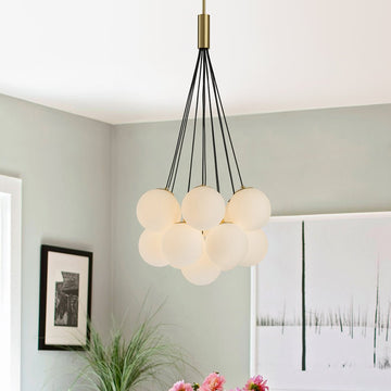 13-Light Cluster Opal Glass Bubble Chandelier