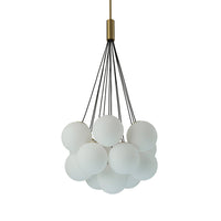 13-Light Cluster Opal Glass Bubble Chandelier