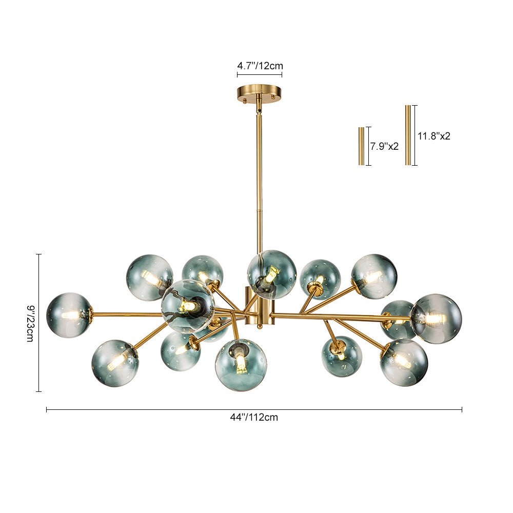 15-Light Blue Branch Sputnik Chandelier