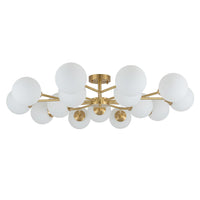 15-Light Opal Glass Branching Sputnik Semi Flush Chandelier