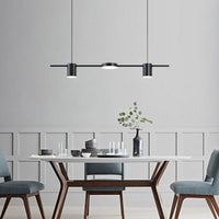 3-Light LED Black Kitchen Island Linear Pendant