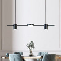 3-Light LED Black Kitchen Island Linear Pendant