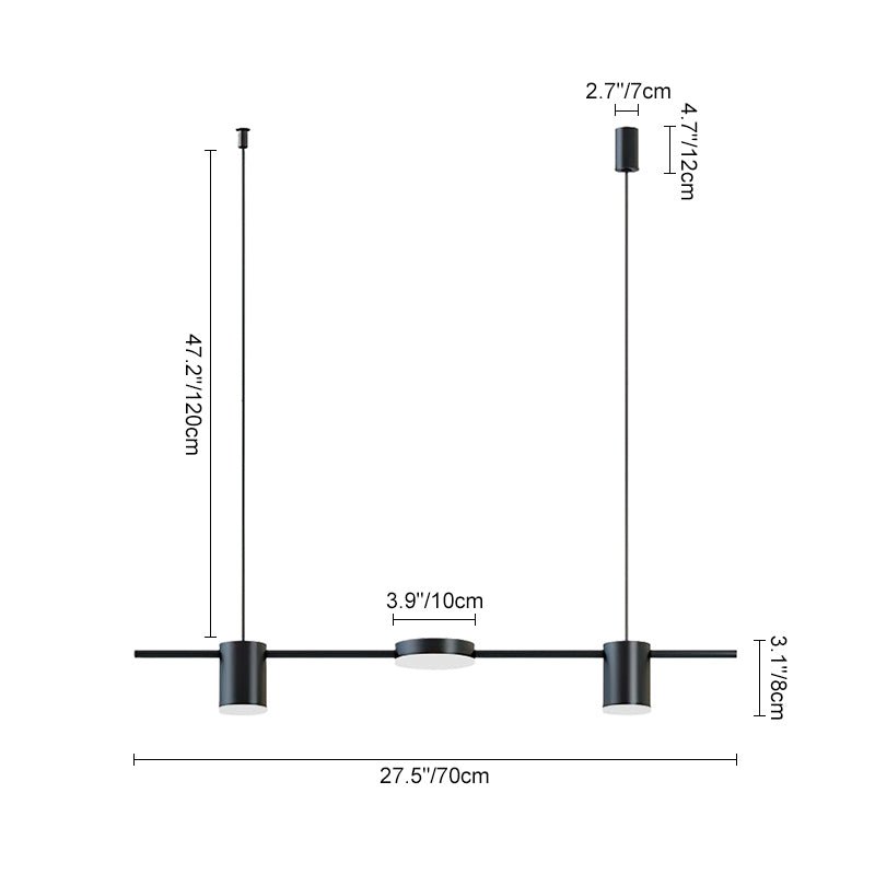 3-Light LED Black Kitchen Island Linear Pendant