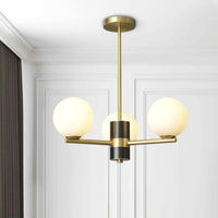 3-Light Sputnik Chandelier with Opal Glass Globes