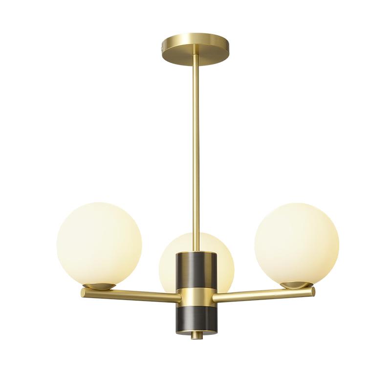 3-Light Sputnik Chandelier with Opal Glass Globes