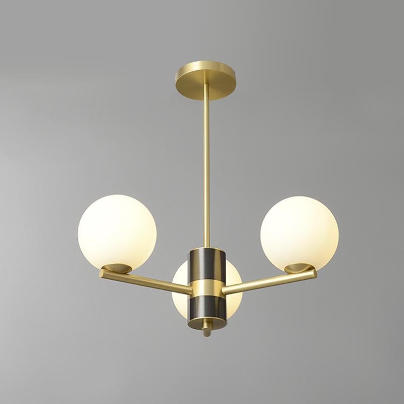 3-Light Sputnik Chandelier with Opal Glass Globes