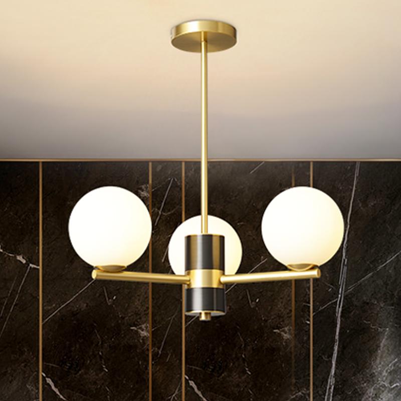 3-Light Sputnik Chandelier with Opal Glass Globes