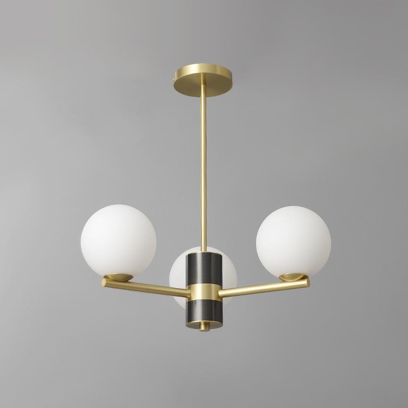 3-Light Sputnik Chandelier with Opal Glass Globes