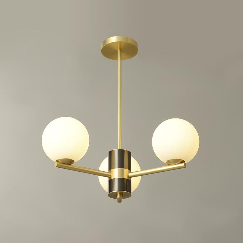 3-Light Sputnik Chandelier with Opal Glass Globes