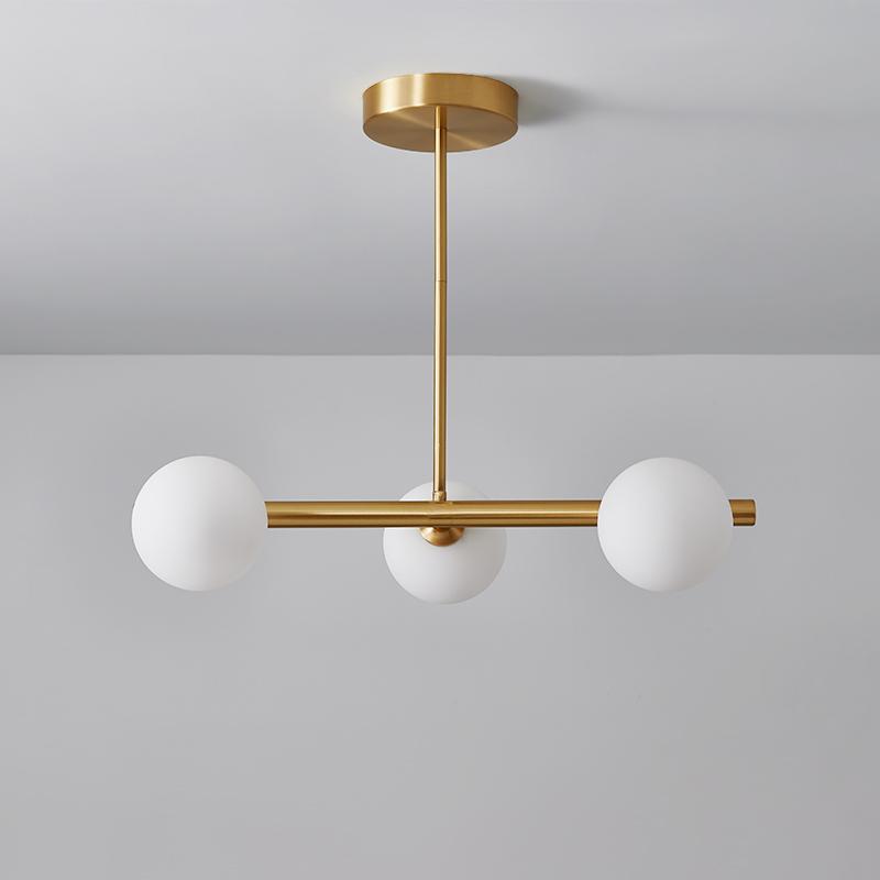 3-Light Sputnik Chandelier with Opal Globes